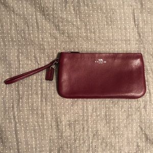 Maroon Soft Leather Coach Clutch
